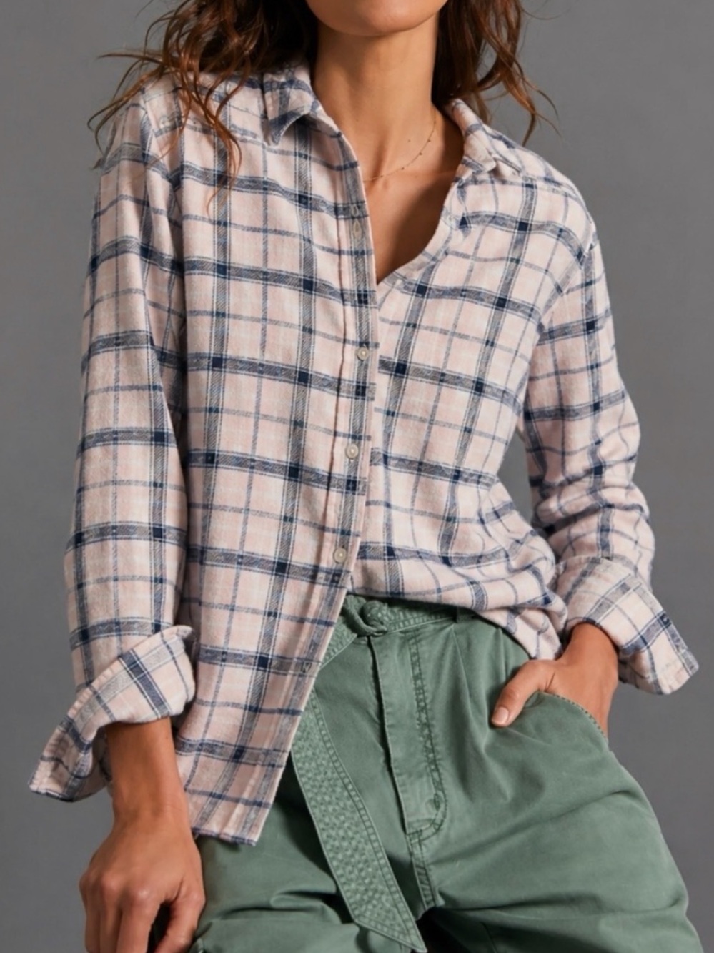 Grayson The Hero Pink Plaid Flannel Button Down Shirt Size XS